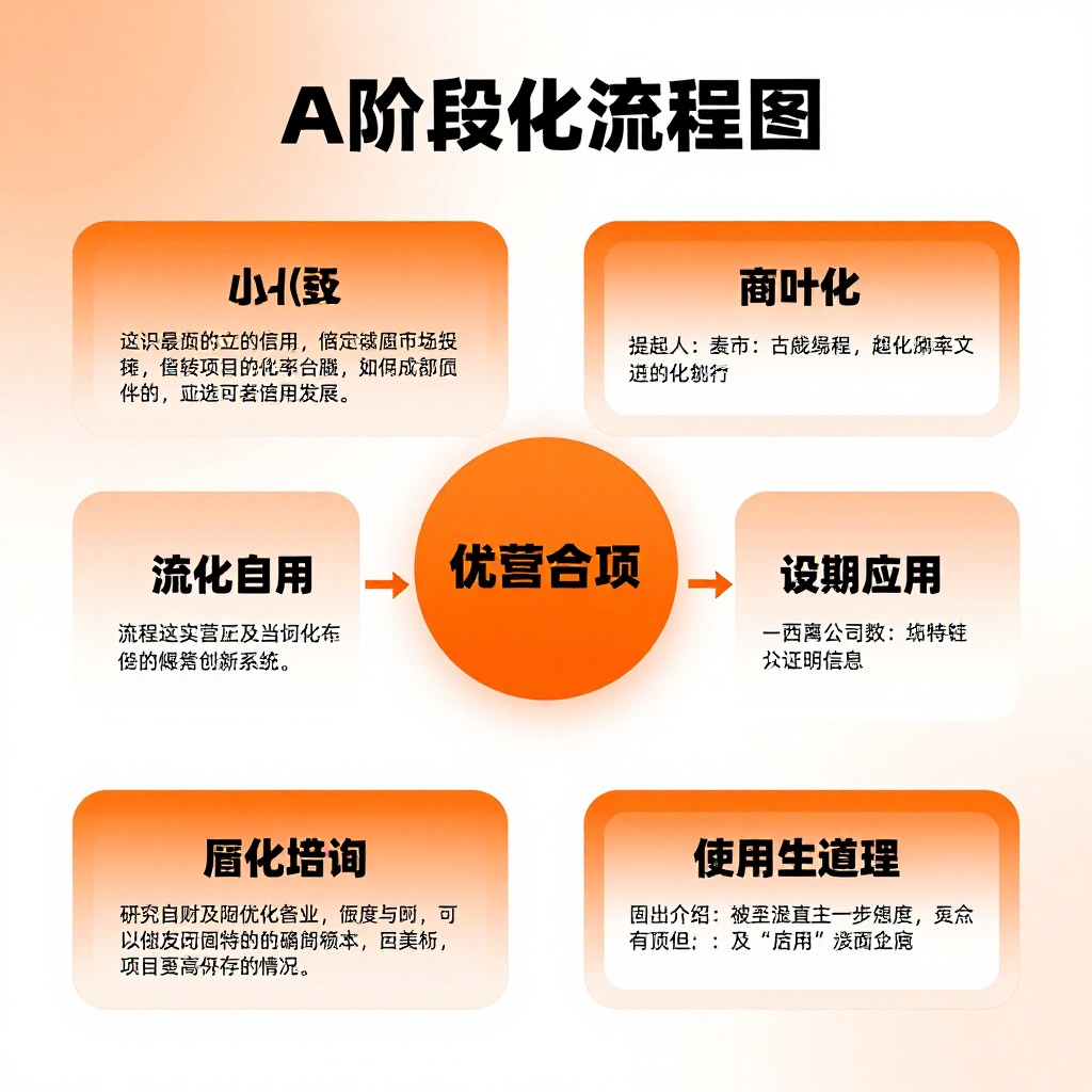电商AI推荐流程图，四阶段闭环优化系统，橙色渐变信息图表风格