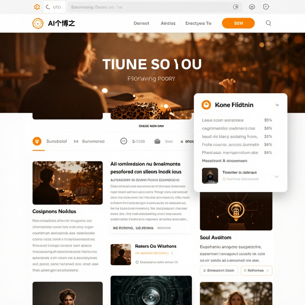 个人博客文章页面截图，AI搜索推荐结果高亮显示，暖色调数据可视化界面