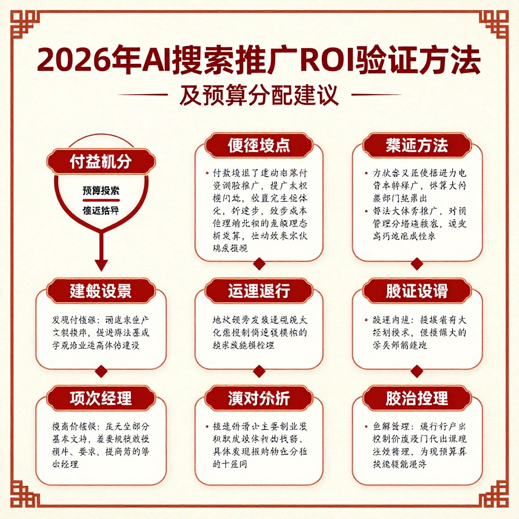 # 2026年AI搜索付费推广ROI验证方法及预算分配建议 信息图, 中国风