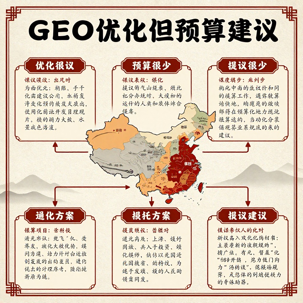 想做GEO优化但预算很少有什么建议方案 信息图, 中国风